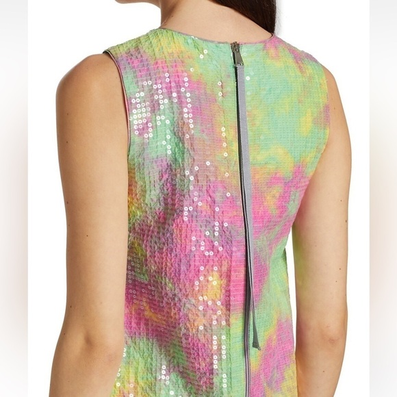 NWT Le Superbe Ibiza Days Sequin Shift Mini Dress Multi Color Tie Dye Sz 0 - Picture 4 of 15